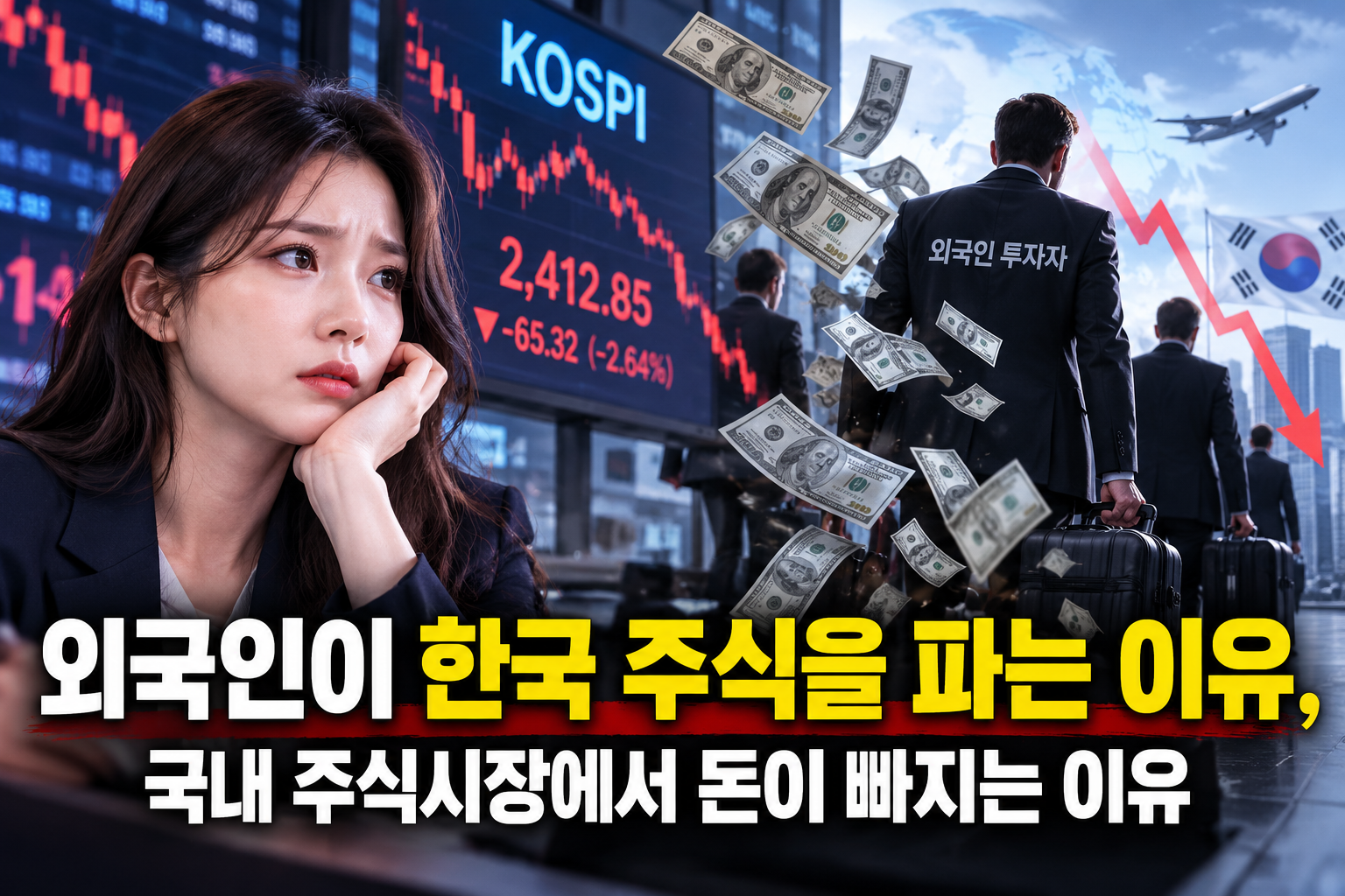 외국인 투자자와 급락하는 코스피