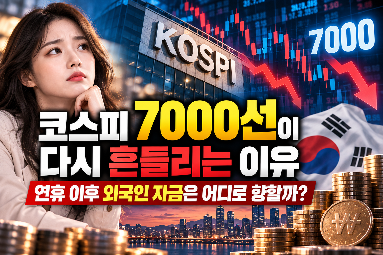 코스피 7000선, 다시 흔들리다